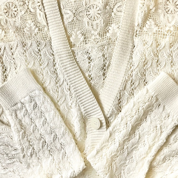 THE KOOPLES Lace Open Knit  Cotton Blend Cardigan XS - Picture 8 of 9